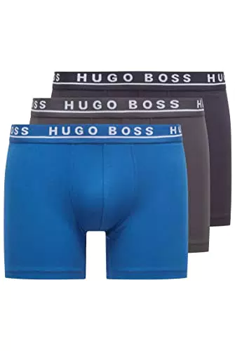 BOSS Boxer Brief 3p Co/El, Bóxer, Hombre, Azul, M
