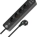 Brennenstuhl Ecolor regleta enchufes con 4 tomas de corriente y función de carga USB negro
