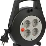 Brennenstuhl Vario Line enrollacables con 4 enchufes / mini tambor de cable negro/gris