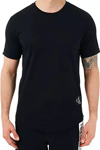 Calvin Klein Jeans Hombre Camiseta Manga Corta Badge Turn Up Sleeve Cuello Redondo