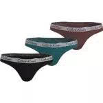 Calvin Klein Thong 3pk, Thong Mujer, Black/Shaded Spruce/Rum Raisin
