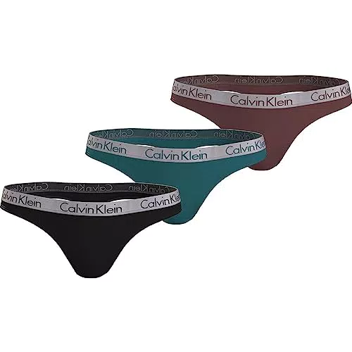 Calvin Klein Thong 3pk, Thong Mujer, Black/Shaded Spruce/Rum Raisin