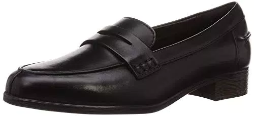 Clarks Hamble Loafer, Mocasines Mujer, Black Leather Black Leather