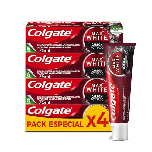 Colgate Max White Carbón Activado, Pasta de dientes Blanqueadora
