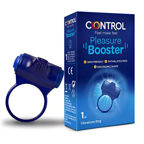 Control Anillo Vibrador Pleasure Booter - Anillo Vibrador con Cabezal Estimulante y Puntos en Relieve - Uso con y sin preservativo - Forma Ergonómica - Silicona médica suave al tacto - Uso 20 min