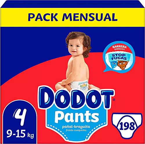 Dodot Pañales Bebé Pants Talla 4, 198 Pañales, Pañal-Braguita con Ajuste 360° Anti-Fugas