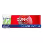 Durex Preservativos Sensitivo Suave, 144 condones + Lubricante a Base de Agua 100% Natural