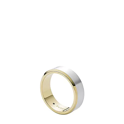 Fossil Anillo Para Hombre De Vestir, Ancho: 7, 3 mm Anillo De Acero Inoxidable Plateado