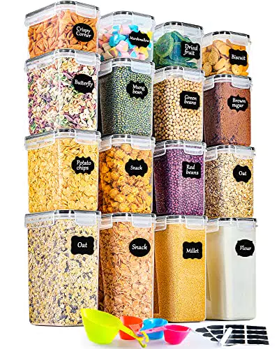 GoMaihe Botes Cocina, Juego de 16 Piezas de Recipiente de Botes Cocina Almacenaje de Plástico de Alimentos Sellados con Tapa