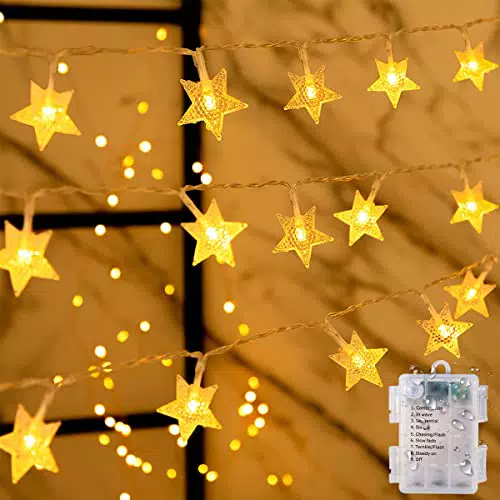 Guirnalda Luces Pilas, 6M 40LED Cadena de Luces de Estrellas con 8 Modos