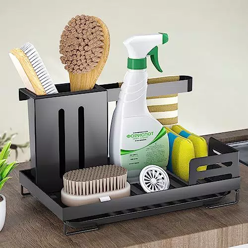 GuKKK Organizador Sink Caddy Soporte, Inoxidable Organizador Fregadero Cocina