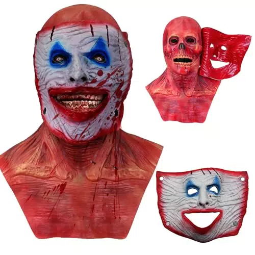 Hereneer Máscara de Terror de Halloween, Máscara Doble de Payaso