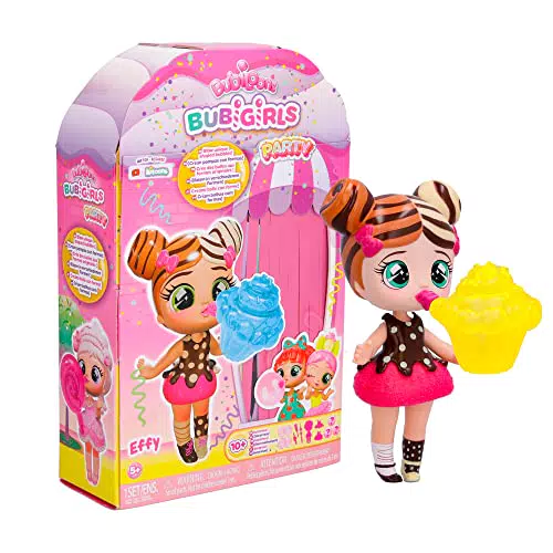 IMC Toys Effy, Muñeca Sorpresa Coleccionable a Vestir que Infla Pompas con 12 Accesorios