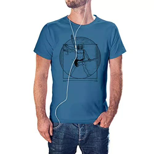 KMF T-SHIRT - Camiseta Hombre Guitar Rock Vitruvio