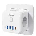 LENCENT Cubo Enchufe USB 7 en 1, Ladron Enchufes 4000W