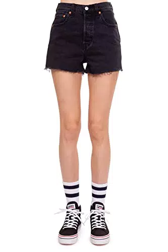 Levi's Ribcage Shorts Pantalones cortos vaqueros Mujer Black Lake 30