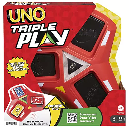 Mattel Games Uno Triple Play, juego de mesa con 112 cartas