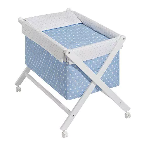 Minicuna plegable completa Estrellas Azul