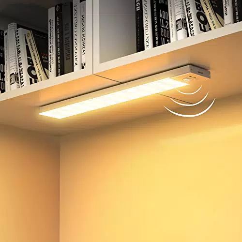OUILA Luz LED Armario Magnética con Sensor Movimiento Luz Calida 3000K 36 LEDs 4 Modos Luz LED Adhesiva USB Recargable 1000mAh Luz Nocturna para Mesa de estudio