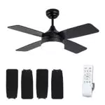 Parrot Uncle Ventiladores de techo con luces y control remoto Ventilador de techo negro con lámparas LED para dormitorio