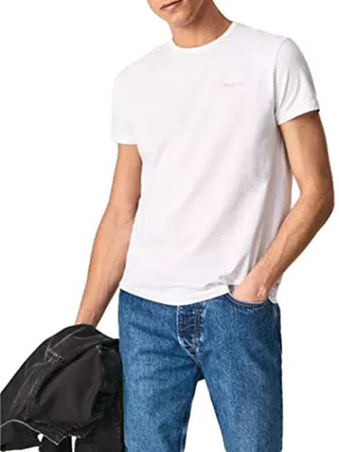 Pepe Jeans Original Basic 3 N Camisetas, Blanco, XL para Hombre