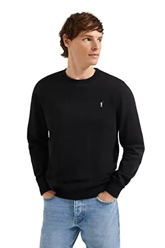 Polo Club Sudadera básica de Cuello Redondo Negra con Logo Rigby Go Hombre