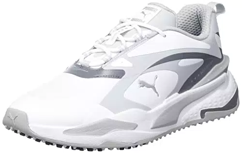 PUMA GS-Fast, Zapatos de Golf Unisex Adulto, Pantalla Blanca de Alta Altura silenciosa