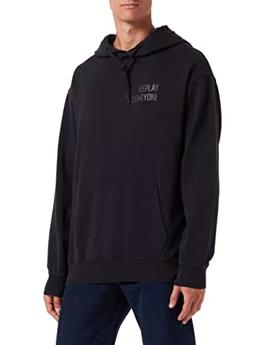 REPLAY M6265, Sudadera con capucha Hombre, Negro, L
