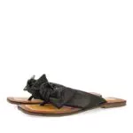 Sandalias negras de piel con detalle de nudo para mujer acucena