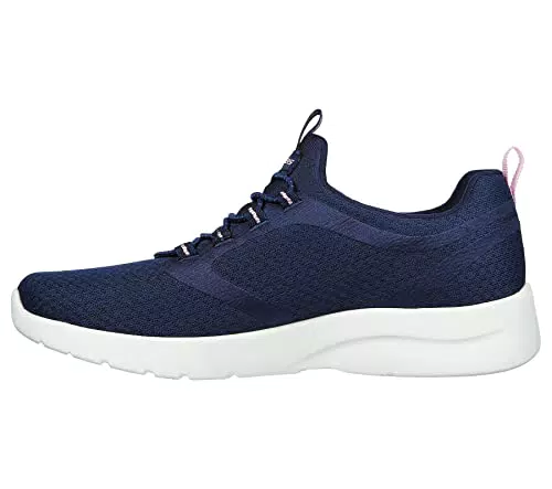 Skechers 149693 Nvy, Zapatillas Mujer, Ribete Rosa de Malla Azul Marino