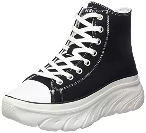 Skechers 177430 Blk, Zapatillas Mujer, Lienzo Negro Blanco Duraleather Trim