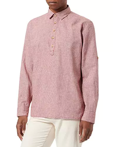 Springfield Camisa Lino Rayas, Rojo, M para Hombre