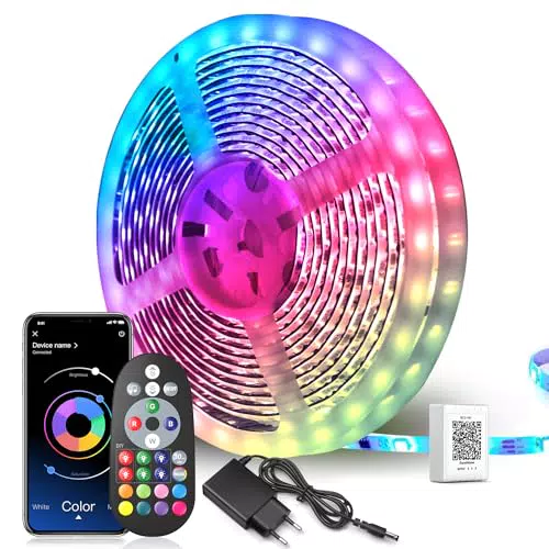 Tiras LED 30M, Luces LED 5050 RGB con Mando a Distancia de Teclas y Control Bluetooth
