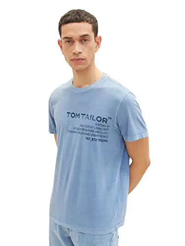 TOM TAILOR Hombre Camiseta 1035638, 12364 - Greyish Mid Blue