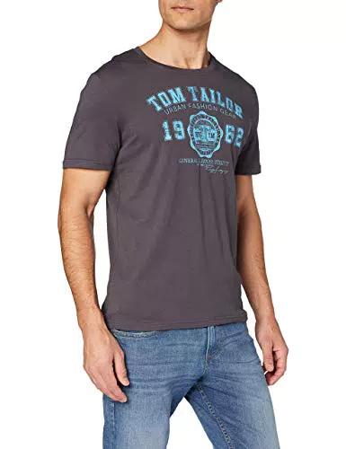 TOM TAILOR Hombre Camiseta con logotipo impreso 1008637