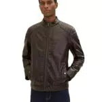 TOM TAILOR Hombre Chaqueta de motorista de piel sintética 1026337