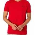 Tommy Hilfiger Cn Ss Tee Logo, Camiseta Hombre, Rojo