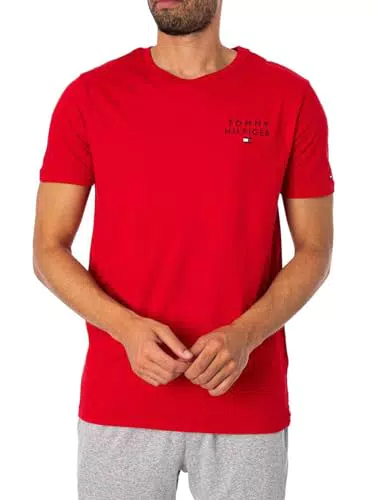 Tommy Hilfiger Cn Ss Tee Logo, Camiseta Hombre, Rojo