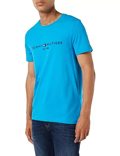 Tommy Hilfiger Tommy Logo Tee, Camiseta Hombre, Azul