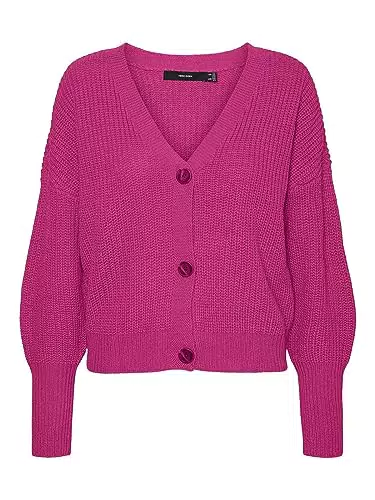 VERO MODA Vmlea LS-Cárdigan con Cuello de Pico Suéter