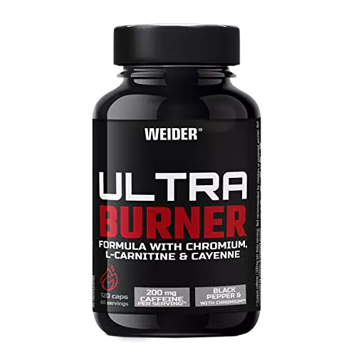 Weider Ultraburner 120 caps. Potente fórmula termogénica. Con extractos de plantas y cafeína. L-Carnitina