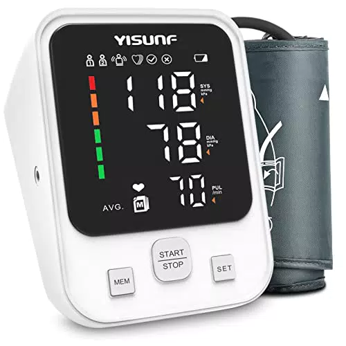 Yisunf Tensiómetro de Brazo Digital, Medidor Tension Arterial Pantalla LED