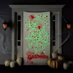YuSaug Cortina de Puerta de Halloween Decoración, Cortina de Puerta de Telaraña Fluorescente Horrible para Fiesta de Halloween Decoración de Entrada de Casa Embrujada