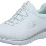 Zapatillas de Deporte Mujer, White Mesh Silver Trim