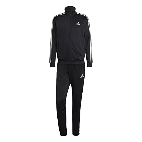 adidas Hombre 3 Stripes Chándal, Black, S