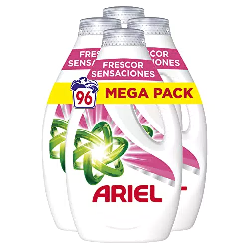 Ariel Detergente Lavadora Liquido, 96 Lavados, Jabon Frescor Sensaciones
