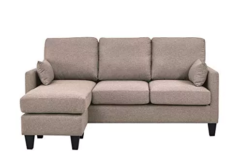 Astan Hogar Sofá Cama 3 Plazas con Chaise Longe, Tapizado Tela