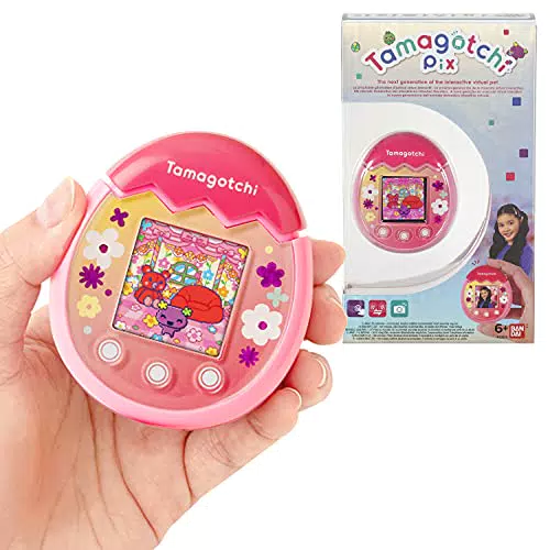 Bandai - Tamagotchi - Tamagotchi PIX - Flor rosa - Animal electrónico virtual con pantalla a color