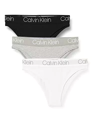 Calvin Klein 3Pk High Leg Tanga Ropa interior, Black/White/Grey Heather