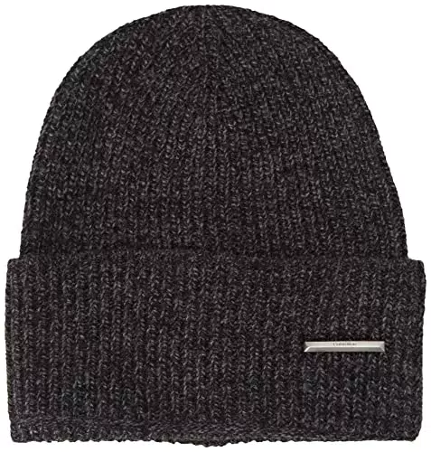Calvin Klein Gorro con Placa pirámide Punto, CK Black